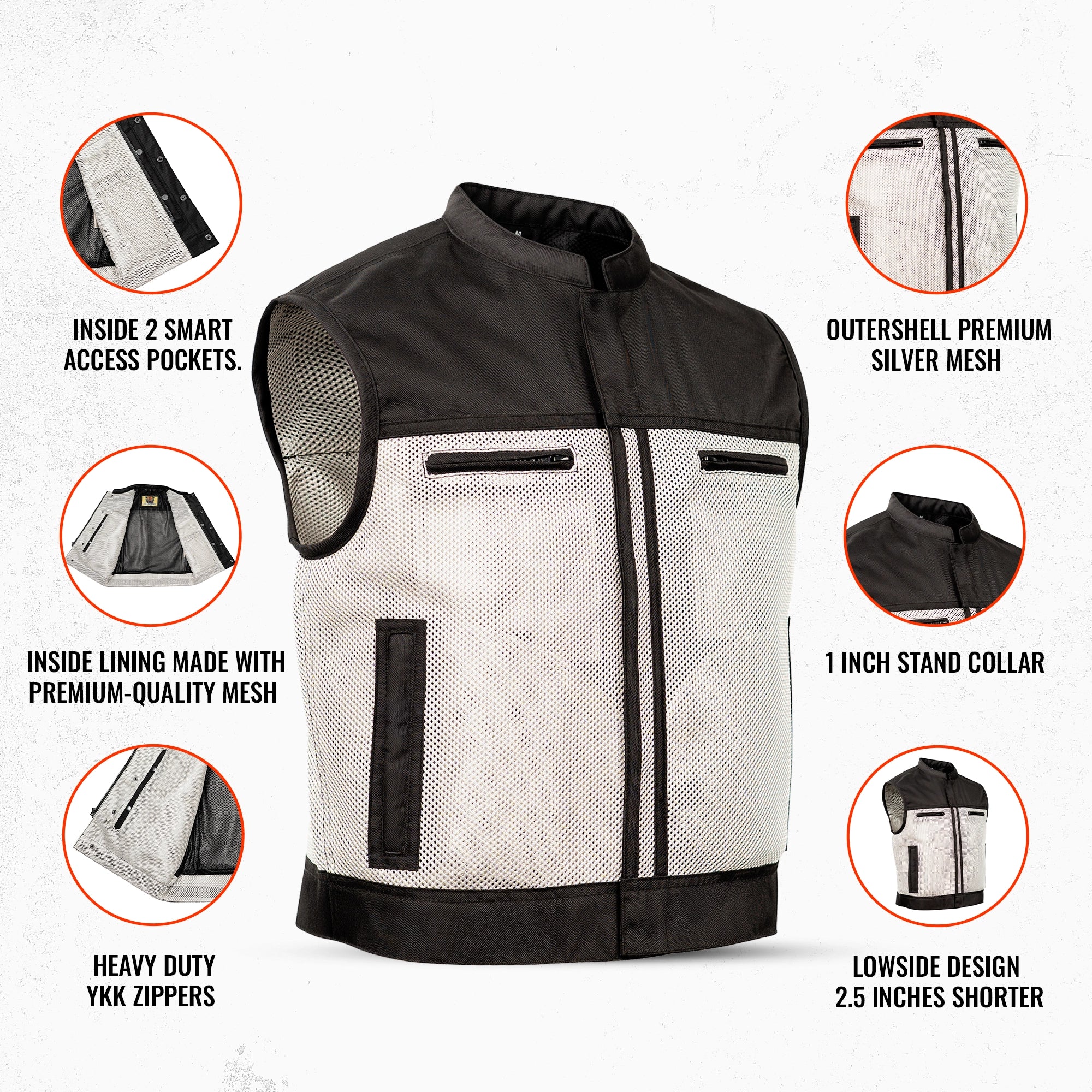 Lowside Summer Spark Men’s Motorcycle Mesh Vest-Men's Mesh Vest-Daniel Smart Mfg - Retail