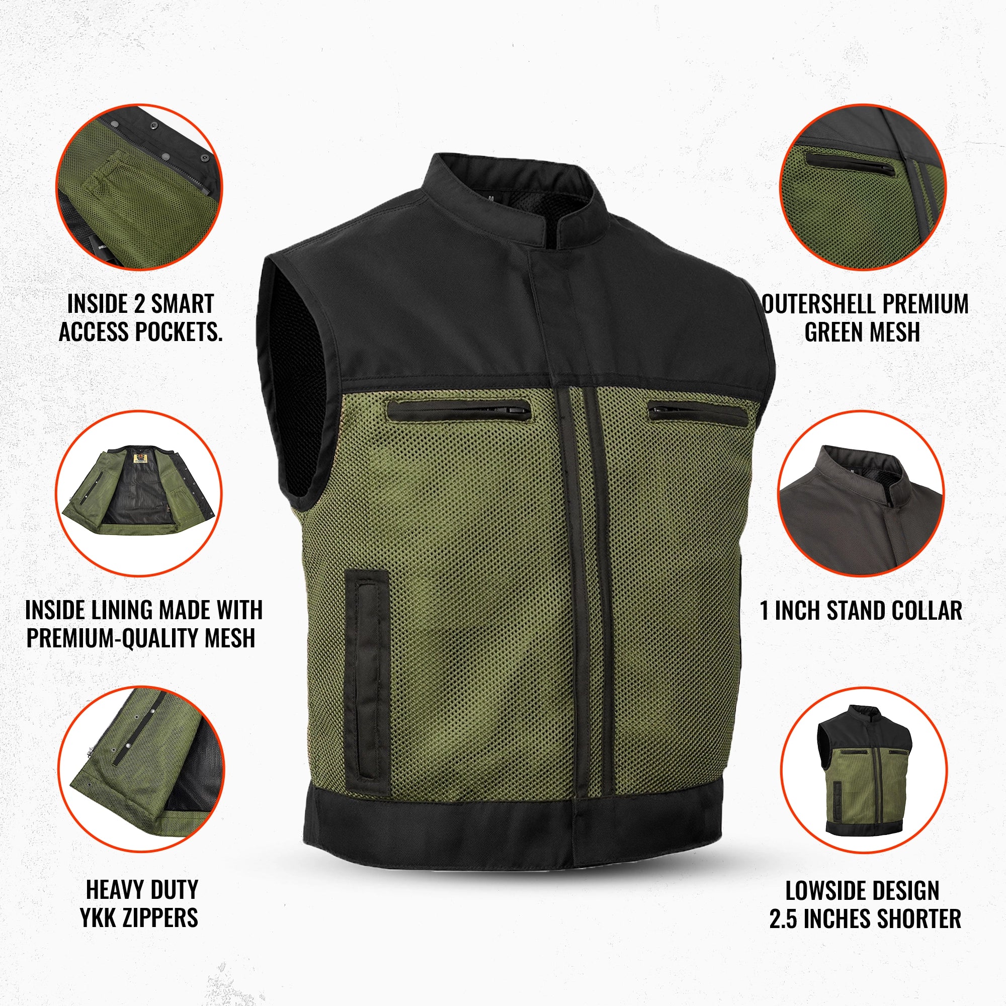 Lowside Summer Spark Men’s Motorcycle Mesh Vest-Men's Mesh Vest-Daniel Smart Mfg - Retail