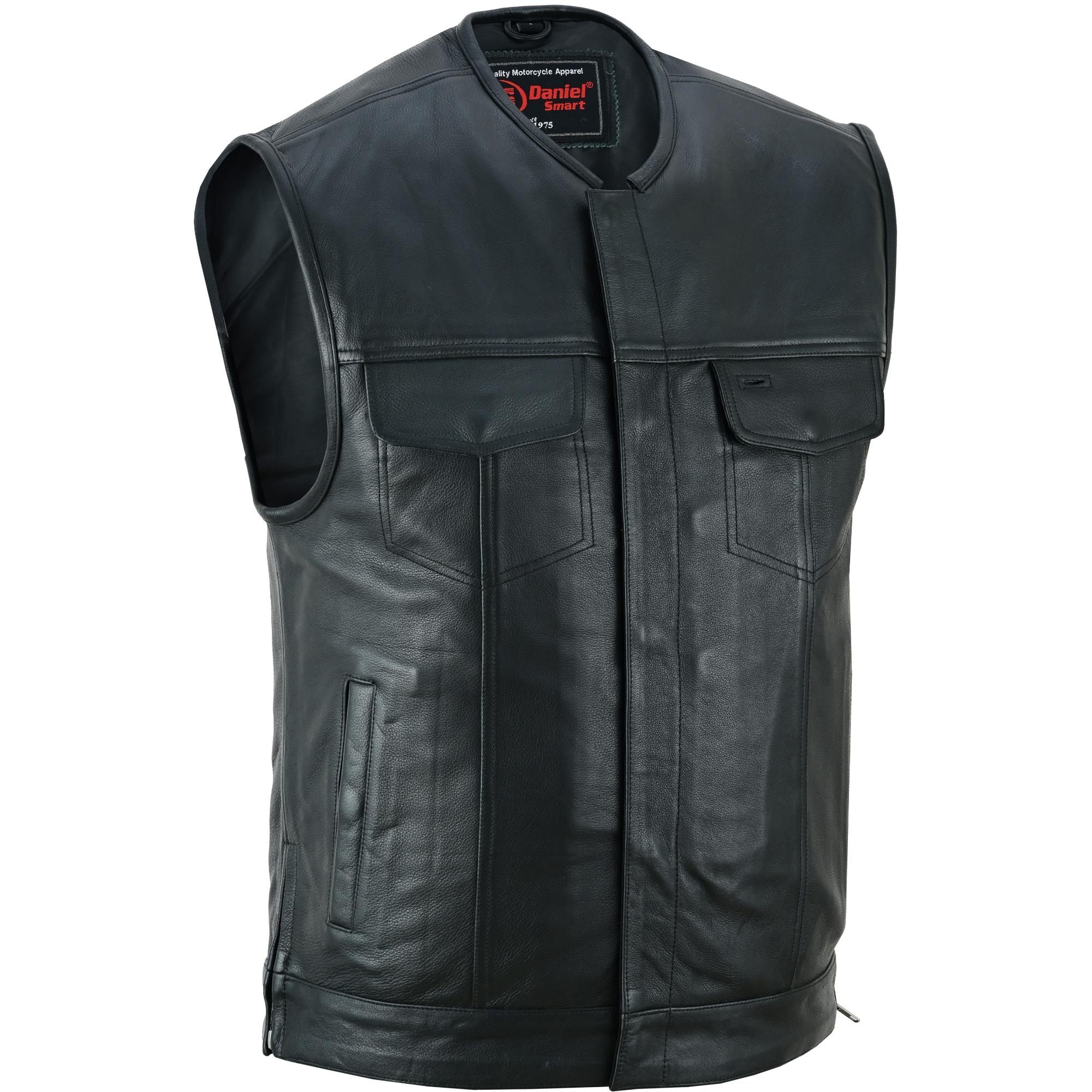 Maverick - Men's Motorcycle Leather Vest-Mens Leather Vests-Daniel Smart Mfg - Retail