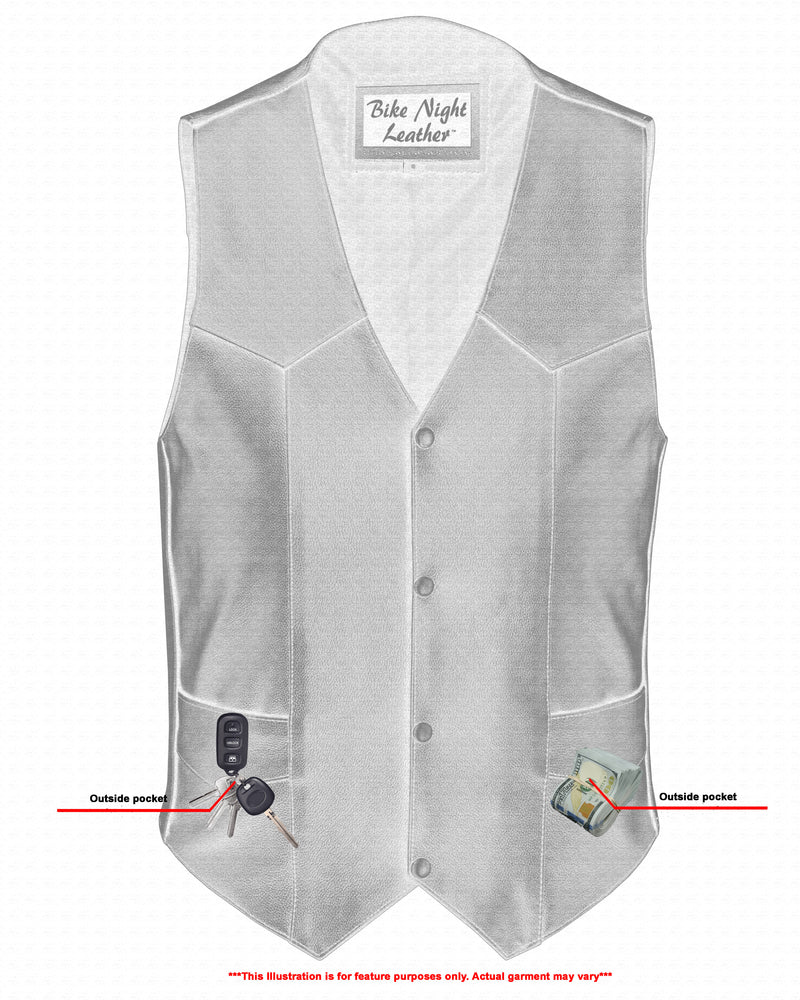 Men's Plain Side Economy Leather Motorcycle Vest-Mens Leather Vests-Daniel Smart Mfg - Retail