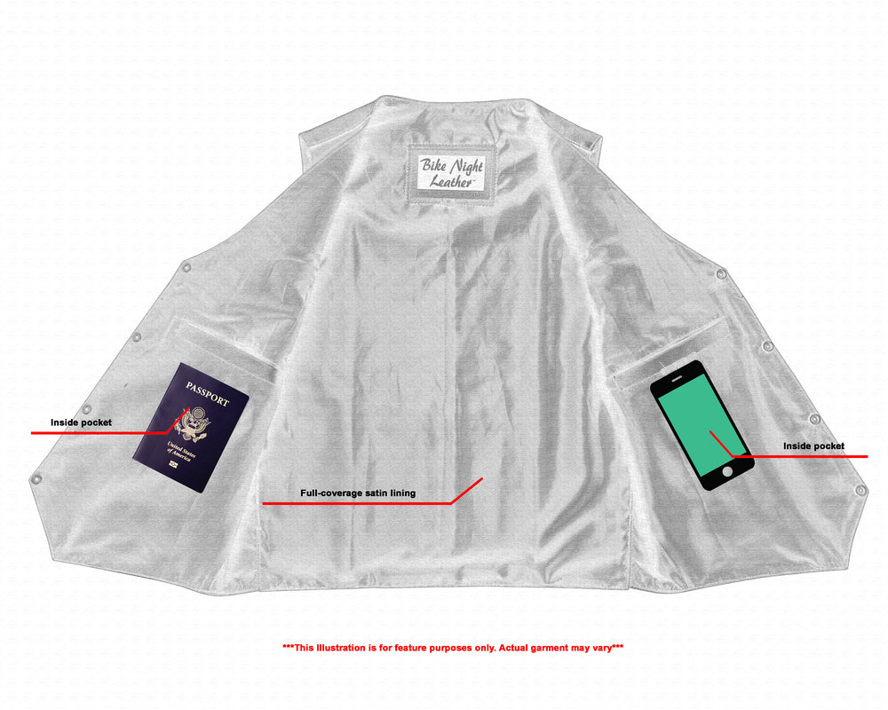 Men's Plain Side Economy Leather Motorcycle Vest-Mens Leather Vests-Daniel Smart Mfg - Retail