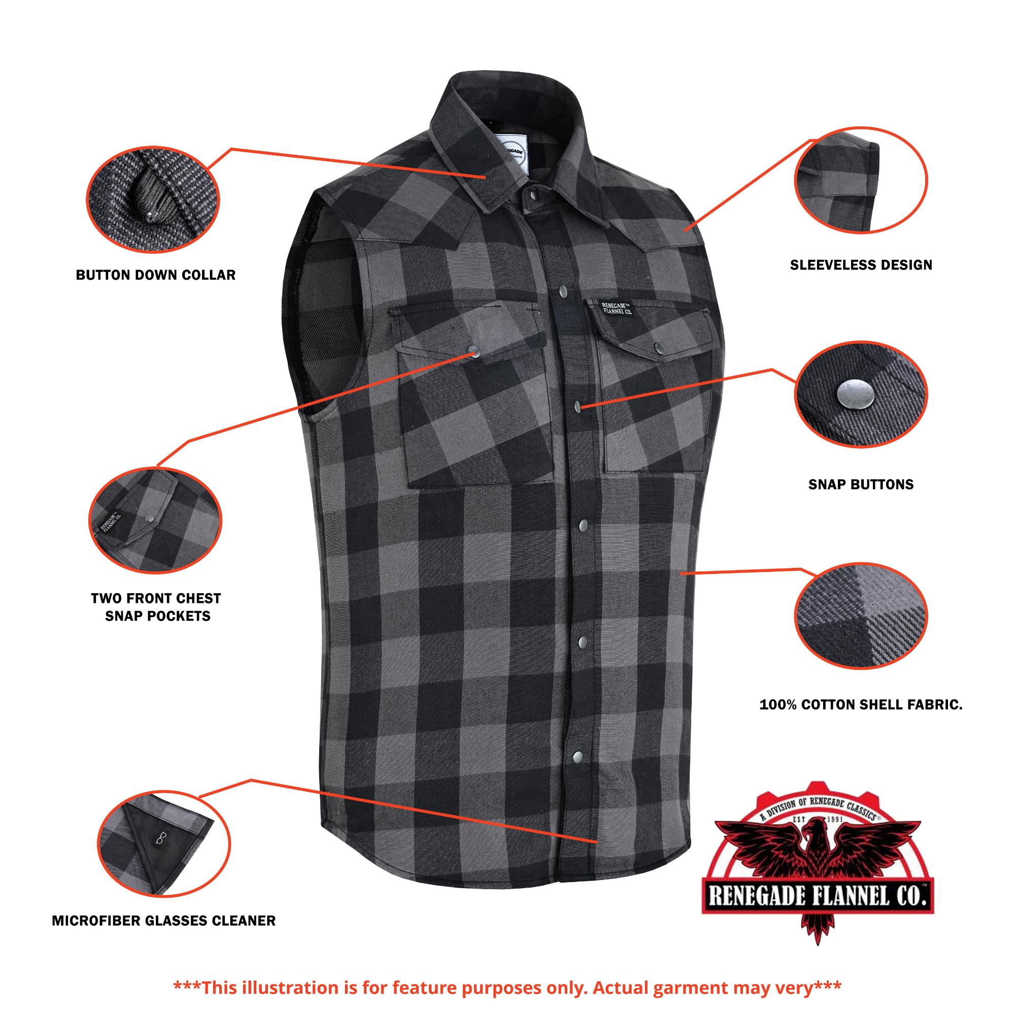 Men's Sleeveless Flannel Shirt-Flannels-Daniel Smart Mfg - Retail