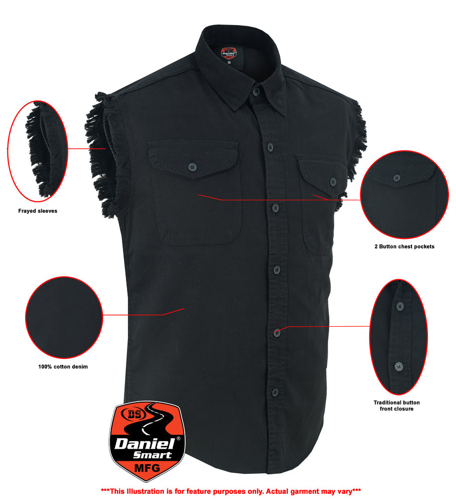 Men's Sleeveless Lightweight Denim Shirt-Denim Shirts-Daniel Smart Mfg - Retail
