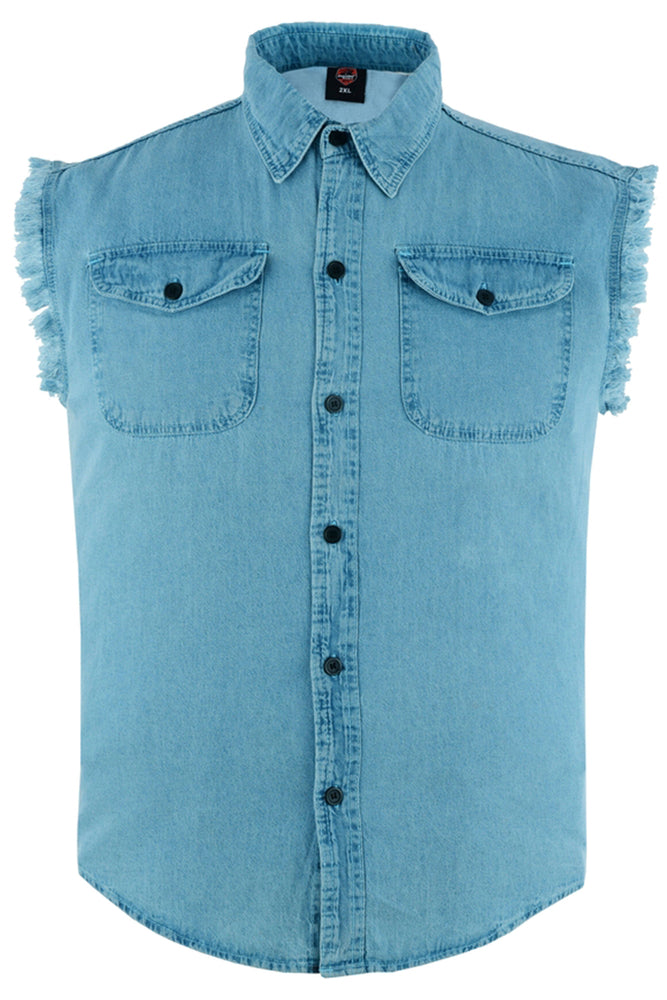 Men's Sleeveless Lightweight Denim Shirt-Denim Shirts-Daniel Smart Mfg - Retail