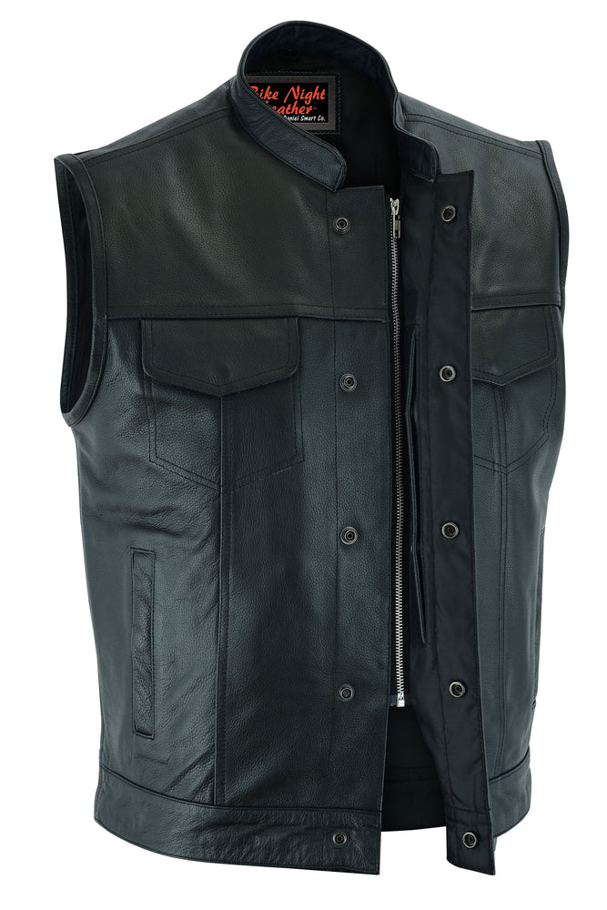 Metro - Men's Motorcycle Leather Vest-Mens Leather Vests-Daniel Smart Mfg - Retail