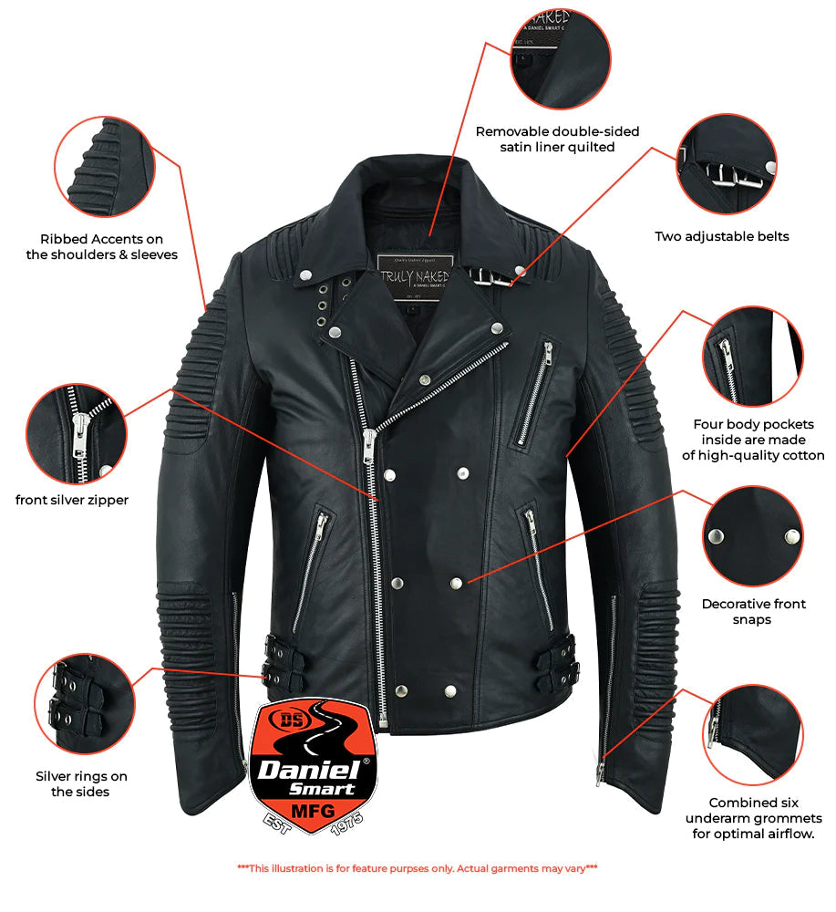 Midnight Striker - Men's Leather Fashion Jacket-Mens Leather Motorcycle Jackets-Daniel Smart Mfg - Retail
