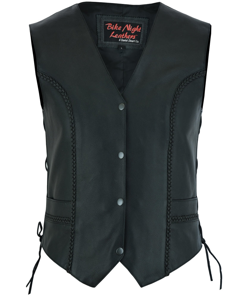 Miles Queen - Women's Leather Vest-Womens Leather Vests-Daniel Smart Mfg - Retail