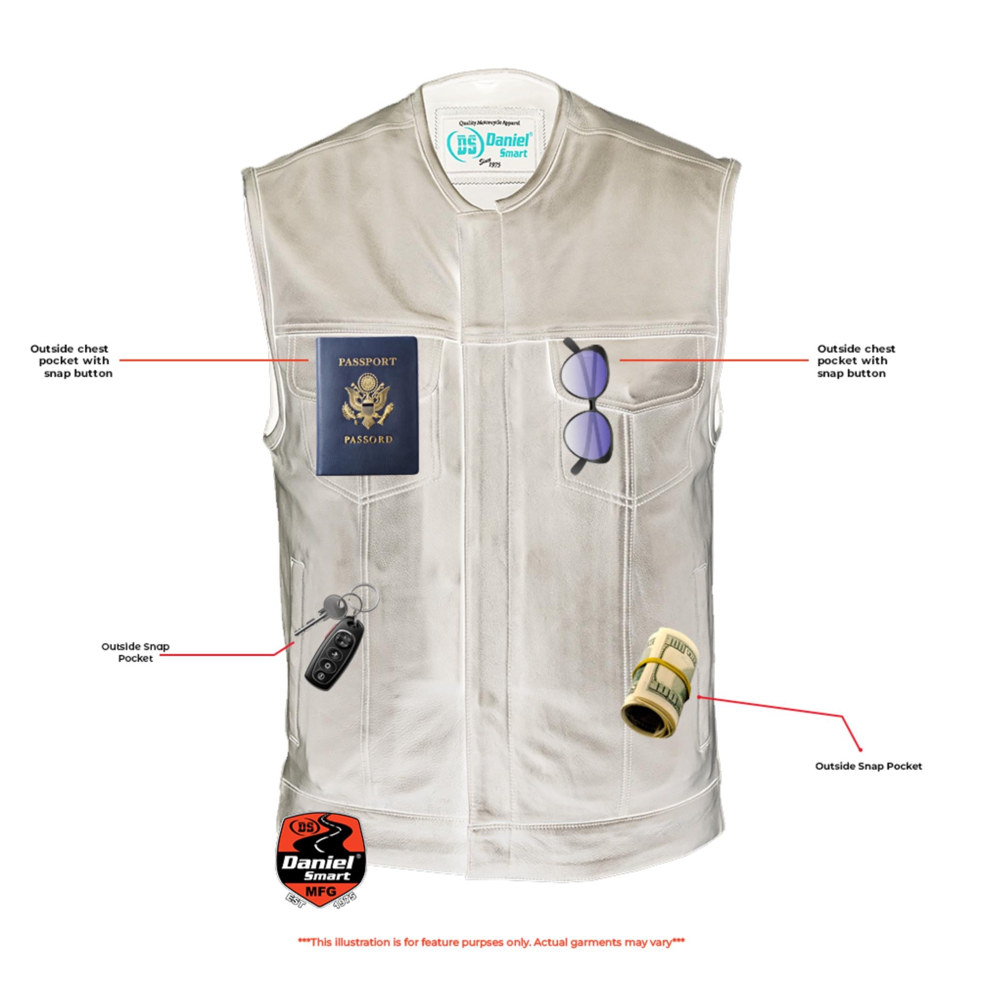 Millen - Men's Motorcycle Leather Vest-Mens Leather Vests-Daniel Smart Mfg - Retail