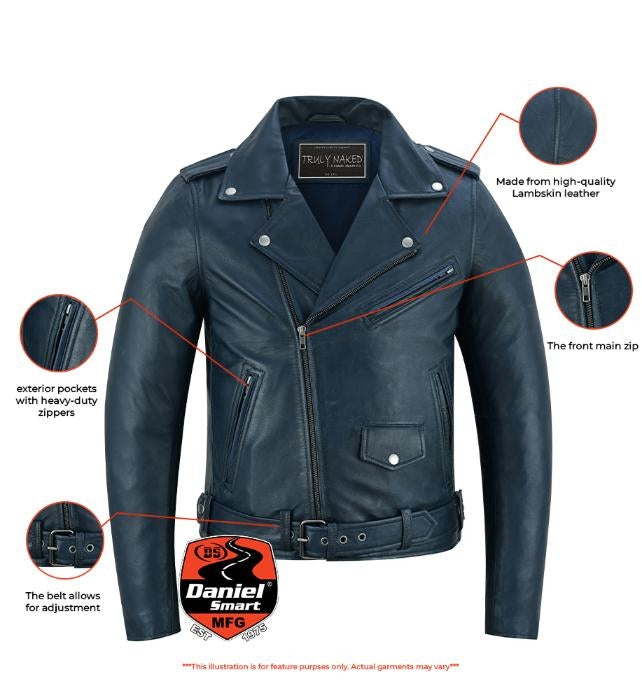 Moonlight Women's Navy Blue Fashion Leather Jacket-Womens Leather Motorcycle Jackets-Daniel Smart Mfg - Retail