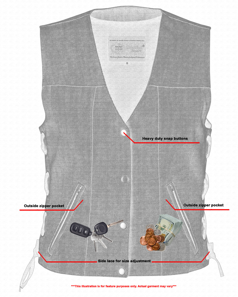 Multipass - Women's Denim Vest-Womens Denim Vests-Daniel Smart Mfg - Retail