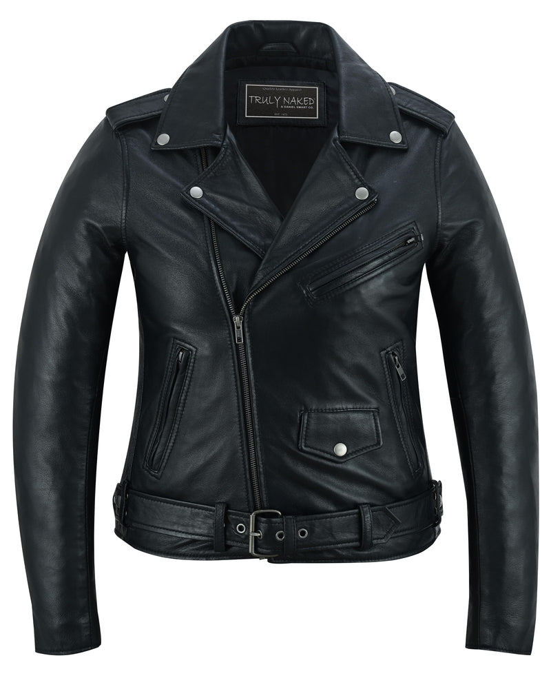 Night Shine Women's Black Fashion Leather Jacket-Womens Leather Motorcycle Jackets-Daniel Smart Mfg - Retail
