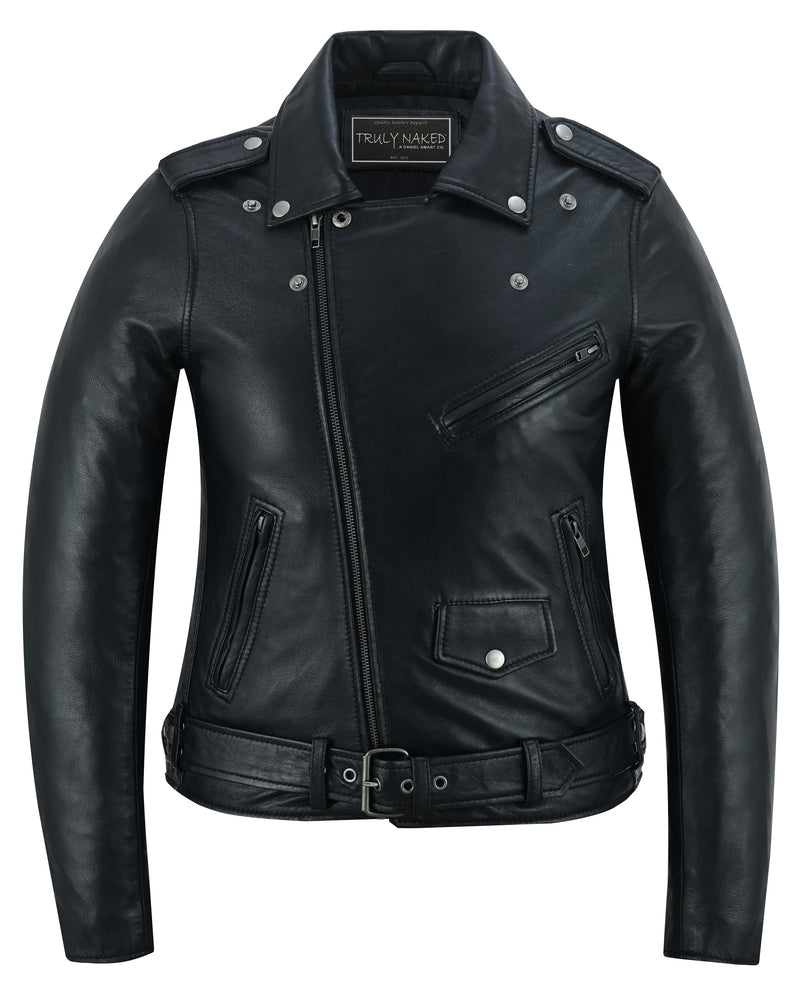 Night Shine Women's Black Fashion Leather Jacket-Womens Leather Motorcycle Jackets-Daniel Smart Mfg - Retail