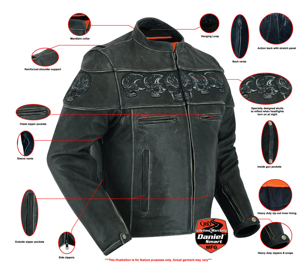 Novus - Men's Leather Motorcycle Jacket-Mens Leather Motorcycle Jackets-Daniel Smart Mfg - Retail