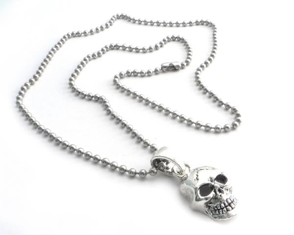 NSBC-SKXL Skull Pendant on Stainless Steel 30" shot beed ball chain-Necklaces/ Chokers-Daniel Smart Mfg - Retail