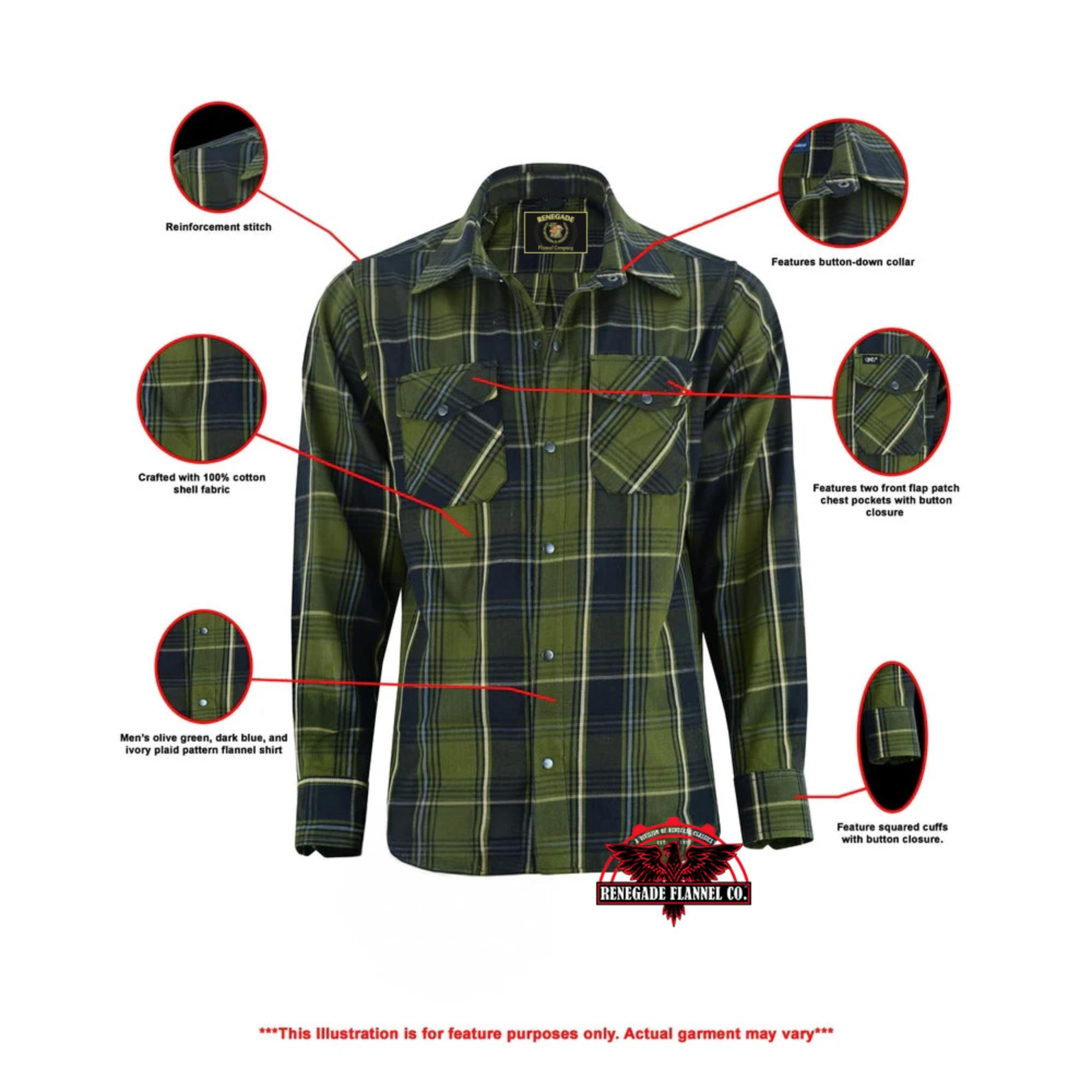 Olive Essence Men's Flannel Shirt-Flannels-Daniel Smart Mfg - Retail