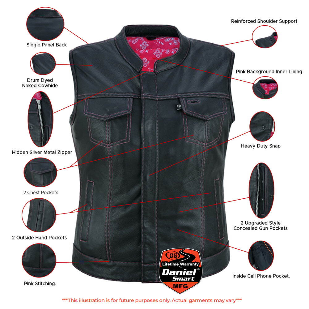 Orchid - Women's Leather Vest-Womens Leather Vests-Daniel Smart Mfg - Retail