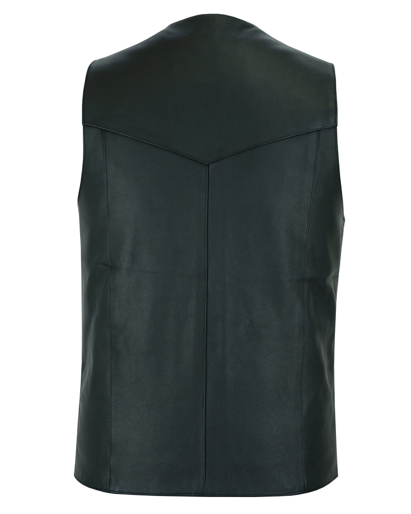 Outlaw - Men's Motorcycle Leather Vest-Mens Leather Vests-Daniel Smart Mfg - Retail