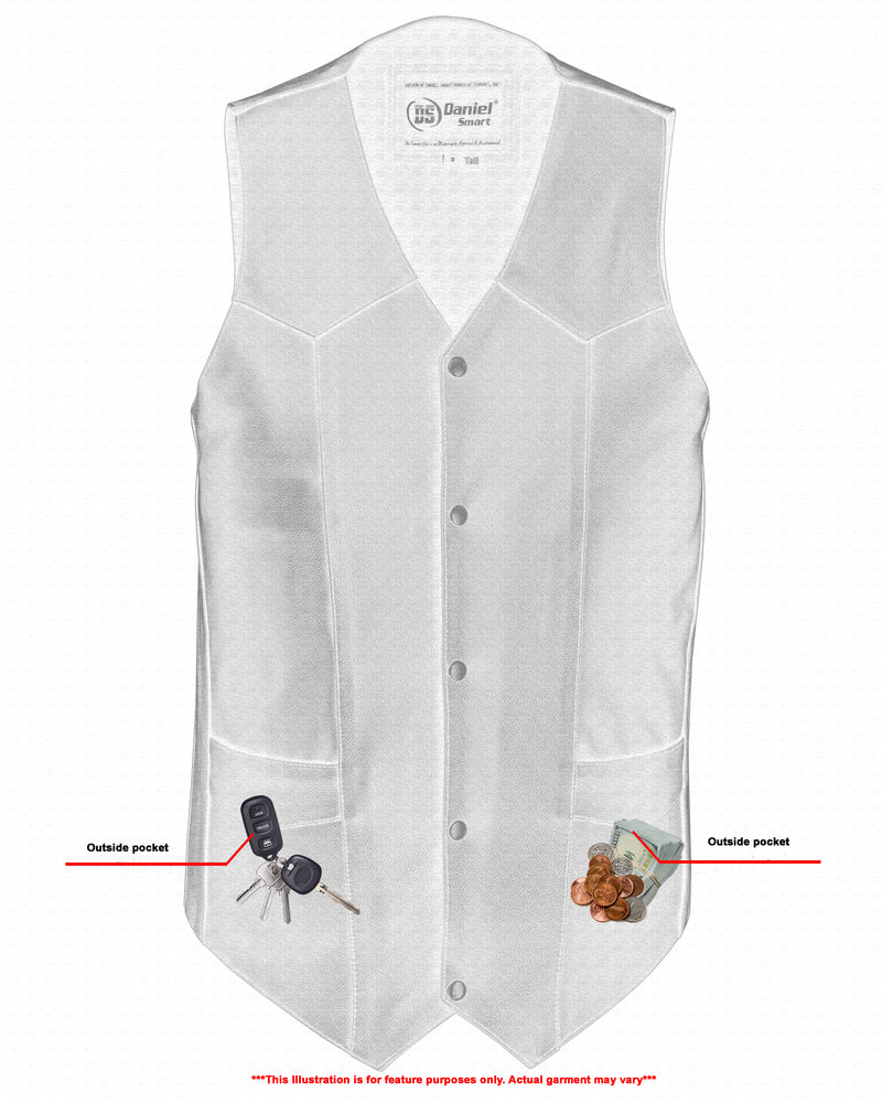 Outlaw - Men's Motorcycle Leather Vest-Mens Leather Vests-Daniel Smart Mfg - Retail