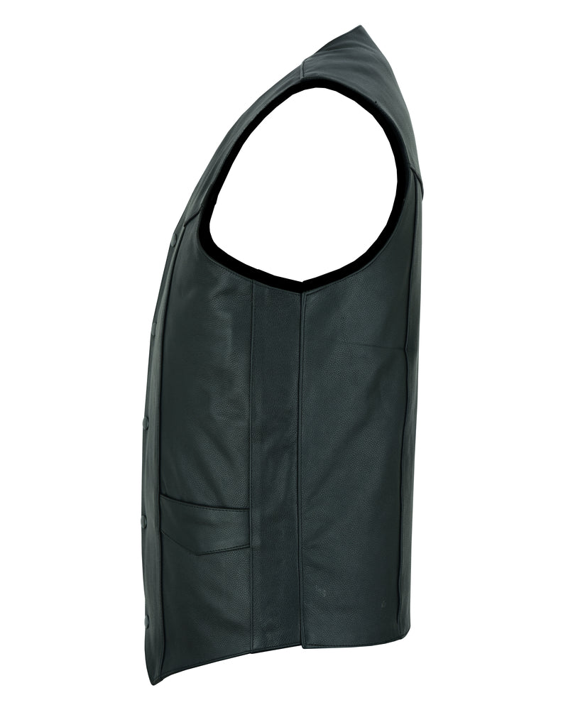 Outlaw - Men's Motorcycle Leather Vest-Mens Leather Vests-Daniel Smart Mfg - Retail