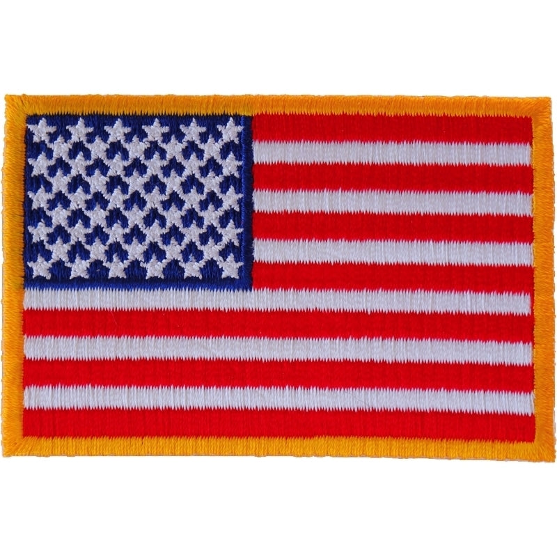 P2046 US Flag Patch Small Yellow Border 3 Inch-Patches-Daniel Smart Mfg - Retail
