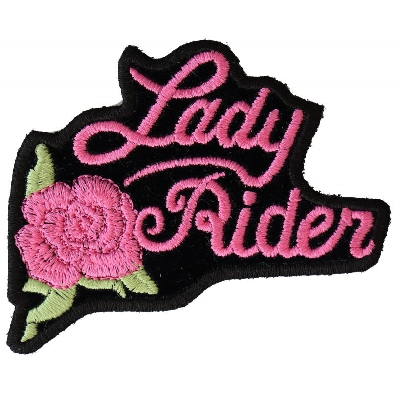 P2526PINK Pink Lady Rider Rose Biker Patch-Patches-Daniel Smart Mfg - Retail