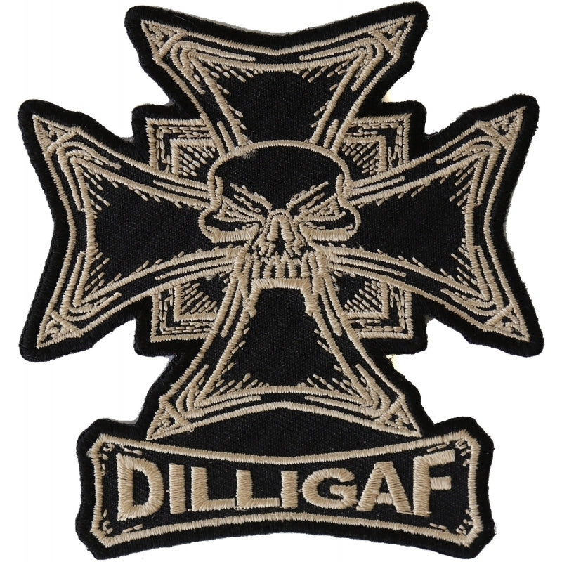 P2651 Dilligaf Skull Biker Patch-Patches-Daniel Smart Mfg - Retail