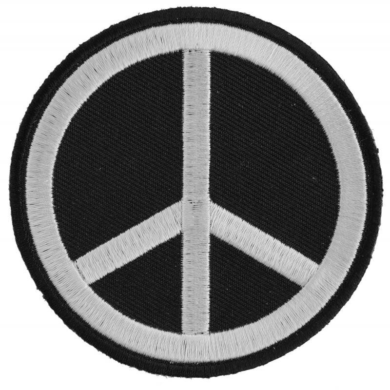 P3488 Black White Peace Sign Patch-Patches-Daniel Smart Mfg - Retail