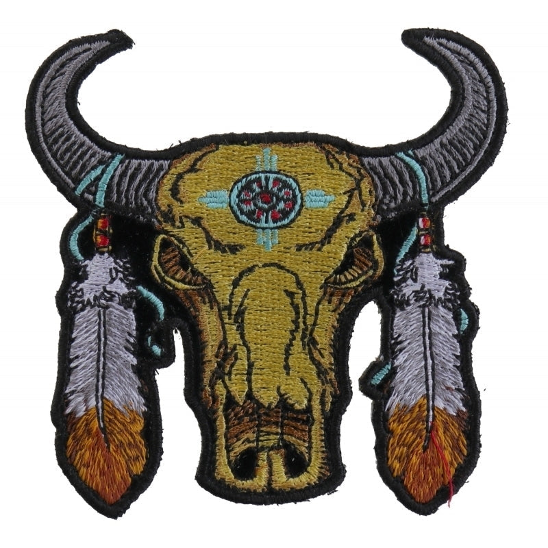 P3792 Small Buffalo Head Feathers Patch-Patches-Daniel Smart Mfg - Retail