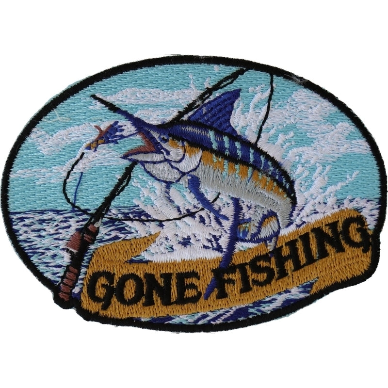 P4513 Marlin Gone Fishing Small Patch-Patches-Daniel Smart Mfg - Retail