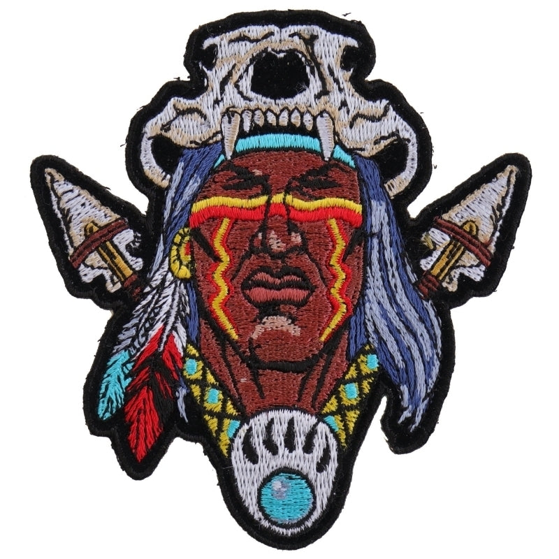 P4614 Indian Skull Head Dress Small Patch-Patches-Daniel Smart Mfg - Retail