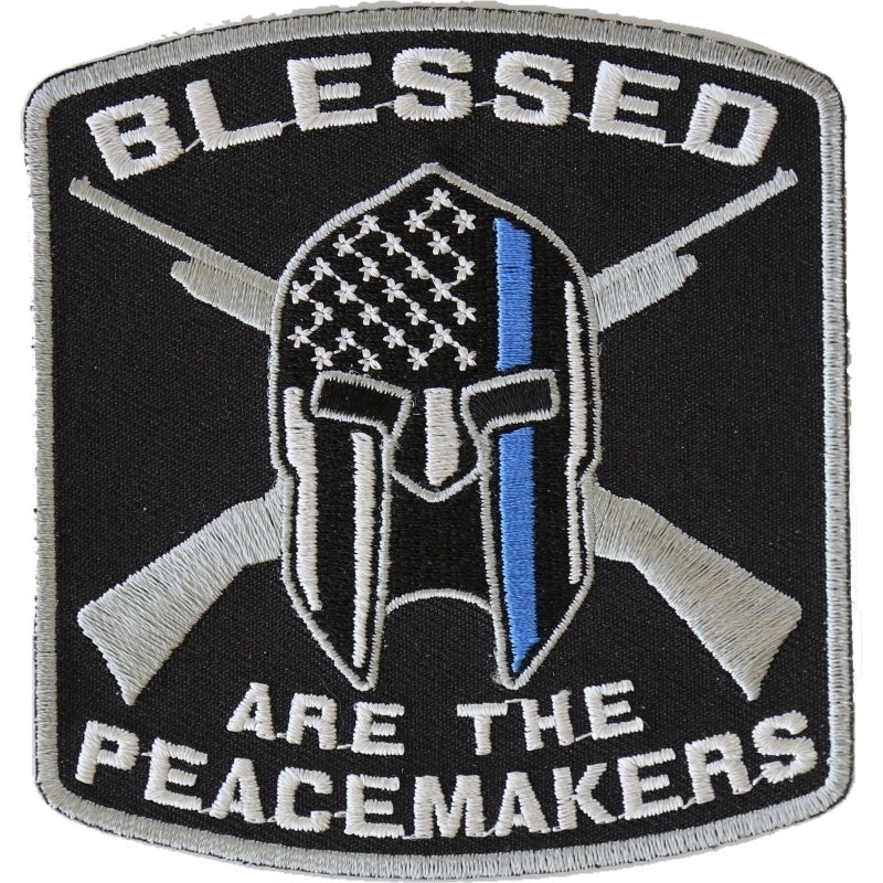 P4622 Blessed Are The Peacemakers Thin Blue Line Patch For Law Enforc-Patches-Daniel Smart Mfg - Retail