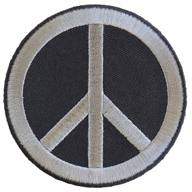 P4871 Peace Sign Patch Gray On Black-Patches-Daniel Smart Mfg - Retail