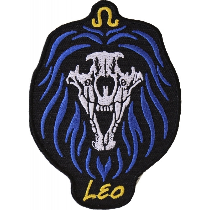 P5475 Leo Skull Zodiac Sign Patch-Patches-Daniel Smart Mfg - Retail