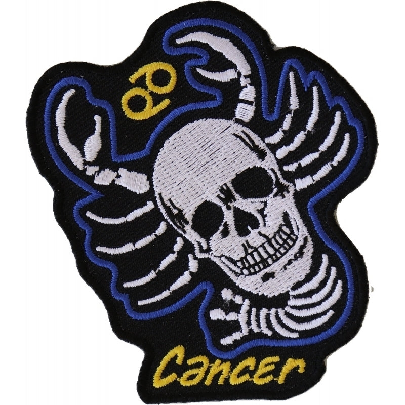 P5478 Cancer Skull Zodiac Sign Patch-Patches-Daniel Smart Mfg - Retail