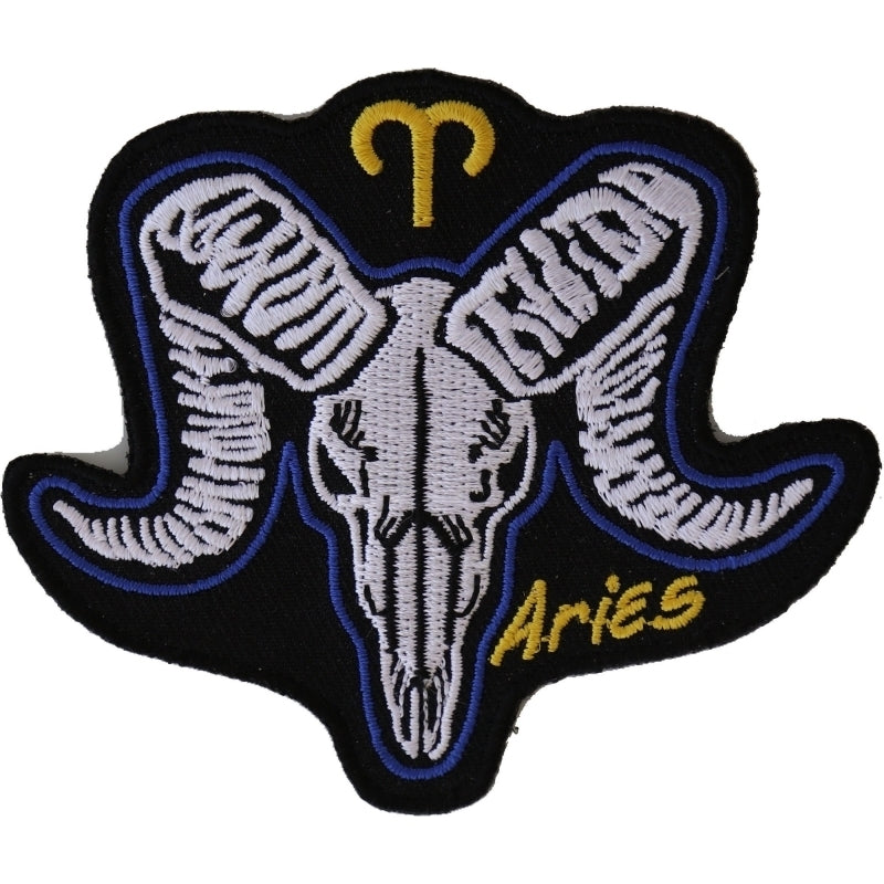 P5479 Aries Skull Zodiac Sign Patch-Patches-Daniel Smart Mfg - Retail