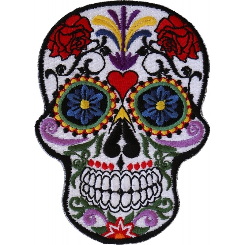 P5530 Sugar Skull Iron On Patch-Patches-Daniel Smart Mfg - Retail