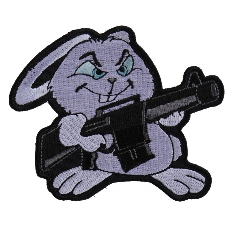 P5883 Machine Gun Bunny Rabbit Novelty Iron on Patch-Patches-Daniel Smart Mfg - Retail