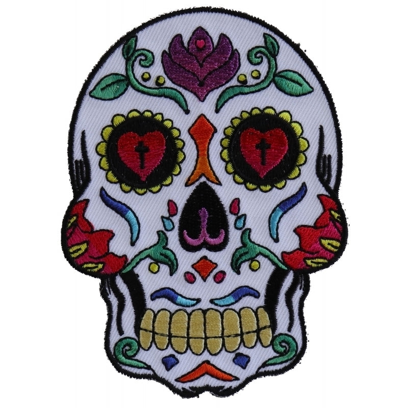 P5986 Sugar Skull White Patch-Patches-Daniel Smart Mfg - Retail