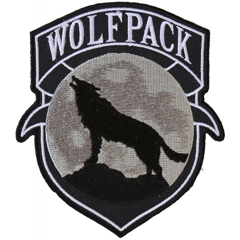 P6139 Wolfpack Patch Wolf Howling Moon Silhouette-Patches-Daniel Smart Mfg - Retail