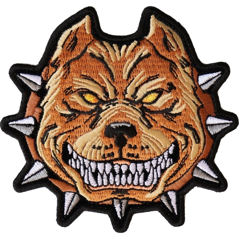 P6563 Pit Bull Spike Collar Iron on Patch-Patches-Daniel Smart Mfg - Retail