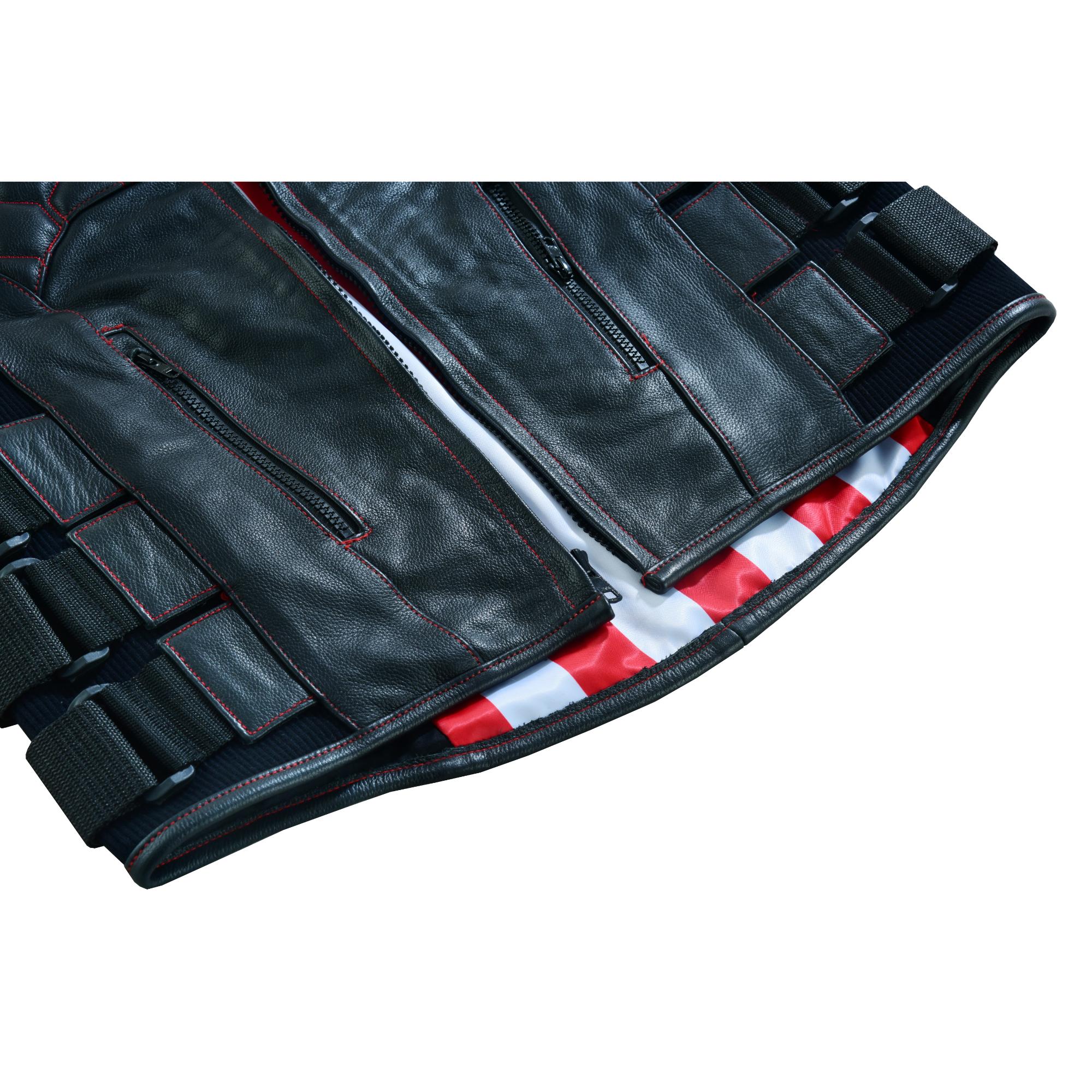 Patriot Wheels Men's Motorcycle Leather Vest-Men's Vests-Daniel Smart Mfg - Retail