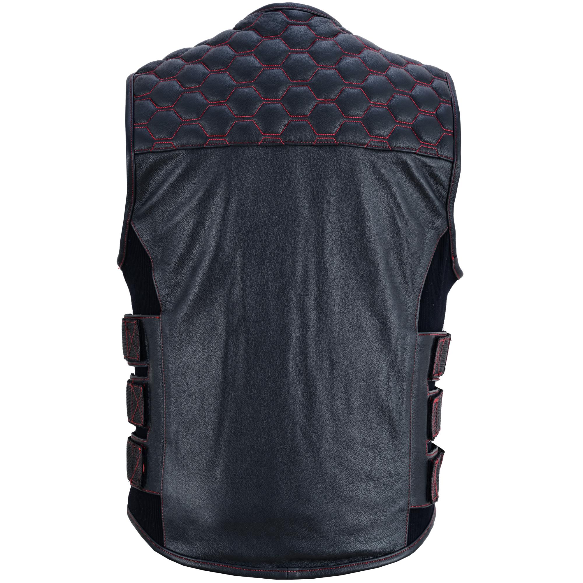 Patriot Wheels Men's Motorcycle Leather Vest-Men's Vests-Daniel Smart Mfg - Retail