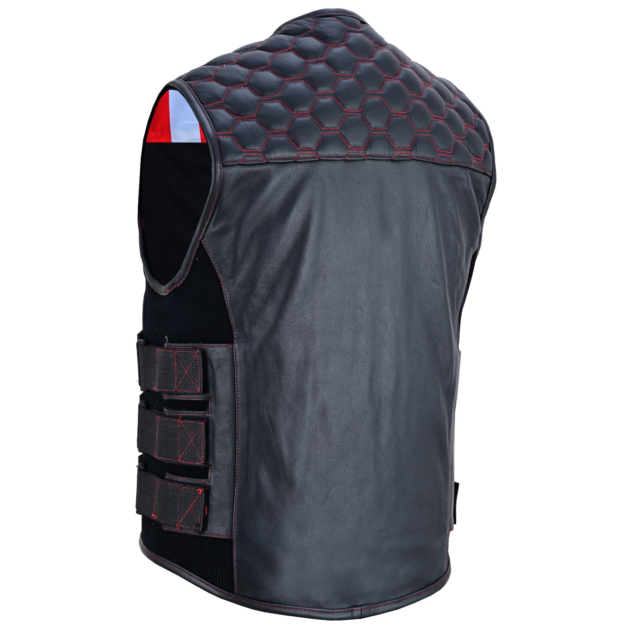 Patriot Wheels Men's Motorcycle Leather Vest-Men's Vests-Daniel Smart Mfg - Retail