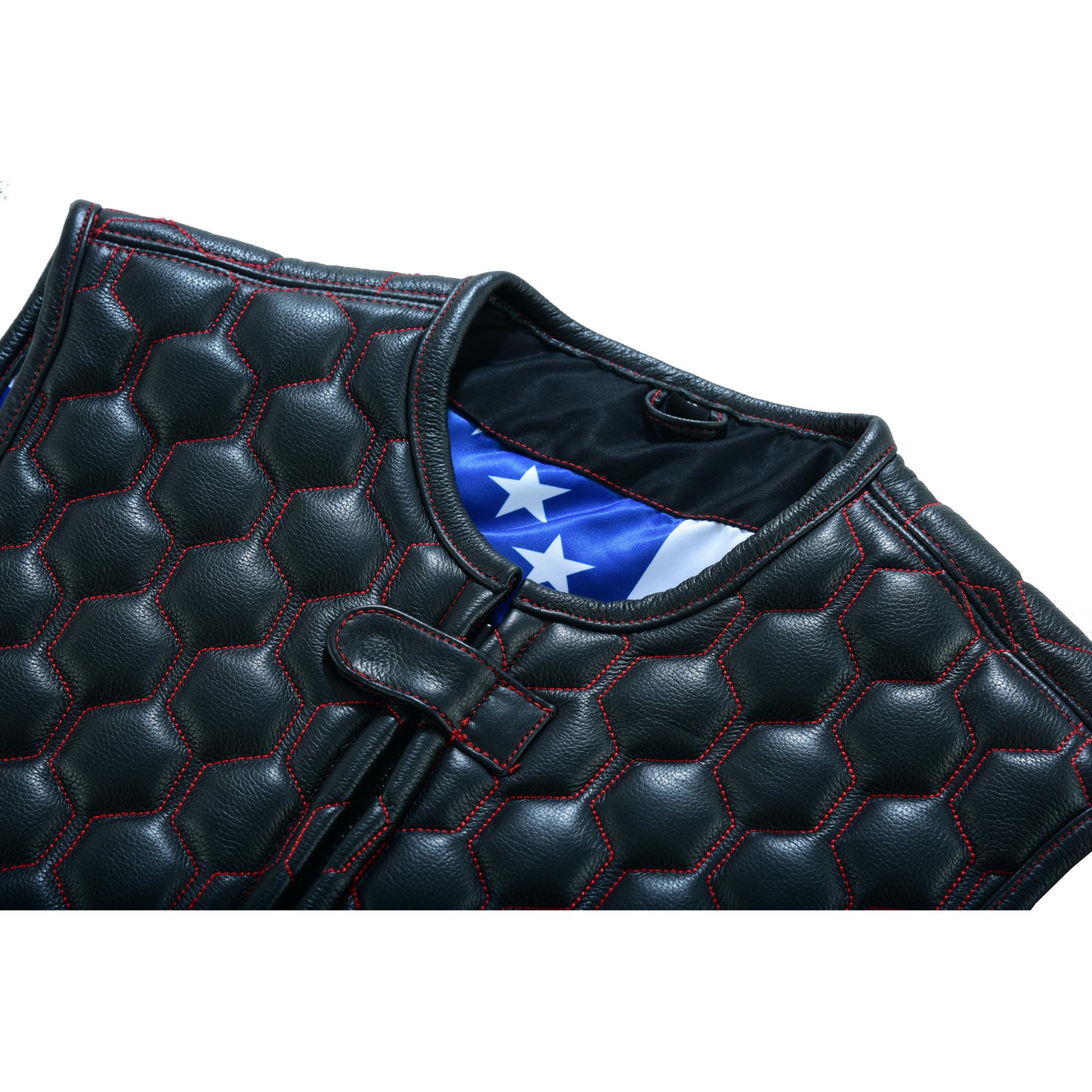 Patriot Wheels Men's Motorcycle Leather Vest-Men's Vests-Daniel Smart Mfg - Retail