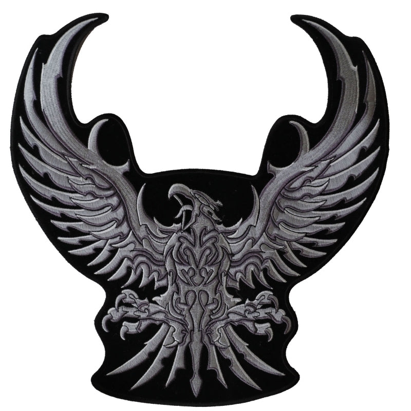 PL3291 Silver Eagle Embroidered Iron on Patch-Patches-Daniel Smart Mfg - Retail