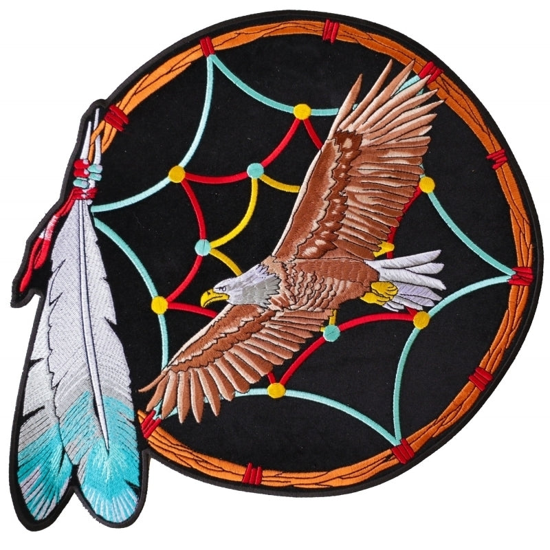 PL3533 Dreamcatcher Eagle Feather Embroidered Iron on Patch-Patches-Daniel Smart Mfg - Retail