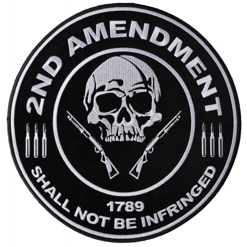 PL3565 2nd Amendment Shall Not Be Infringed Skull 1789 Large Embroide-Patches-Daniel Smart Mfg - Retail