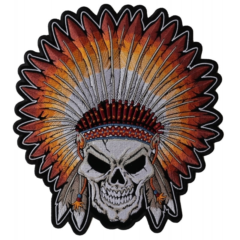 PL4666 Indian Headdress Skull Embroidered Iron on Patch-Patches-Daniel Smart Mfg - Retail