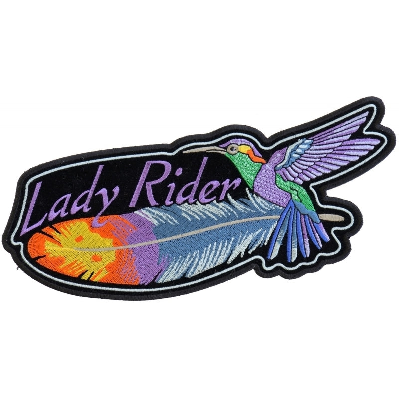 PL5824 Hummingbird Lady Rider Feather Embroidered Iron on Patch-Patches-Daniel Smart Mfg - Retail