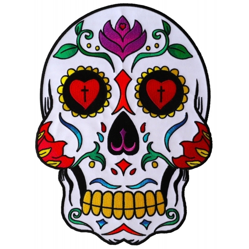 PL5987 Sugar Skull Embroidered Iron on Patch-Patches-Daniel Smart Mfg - Retail